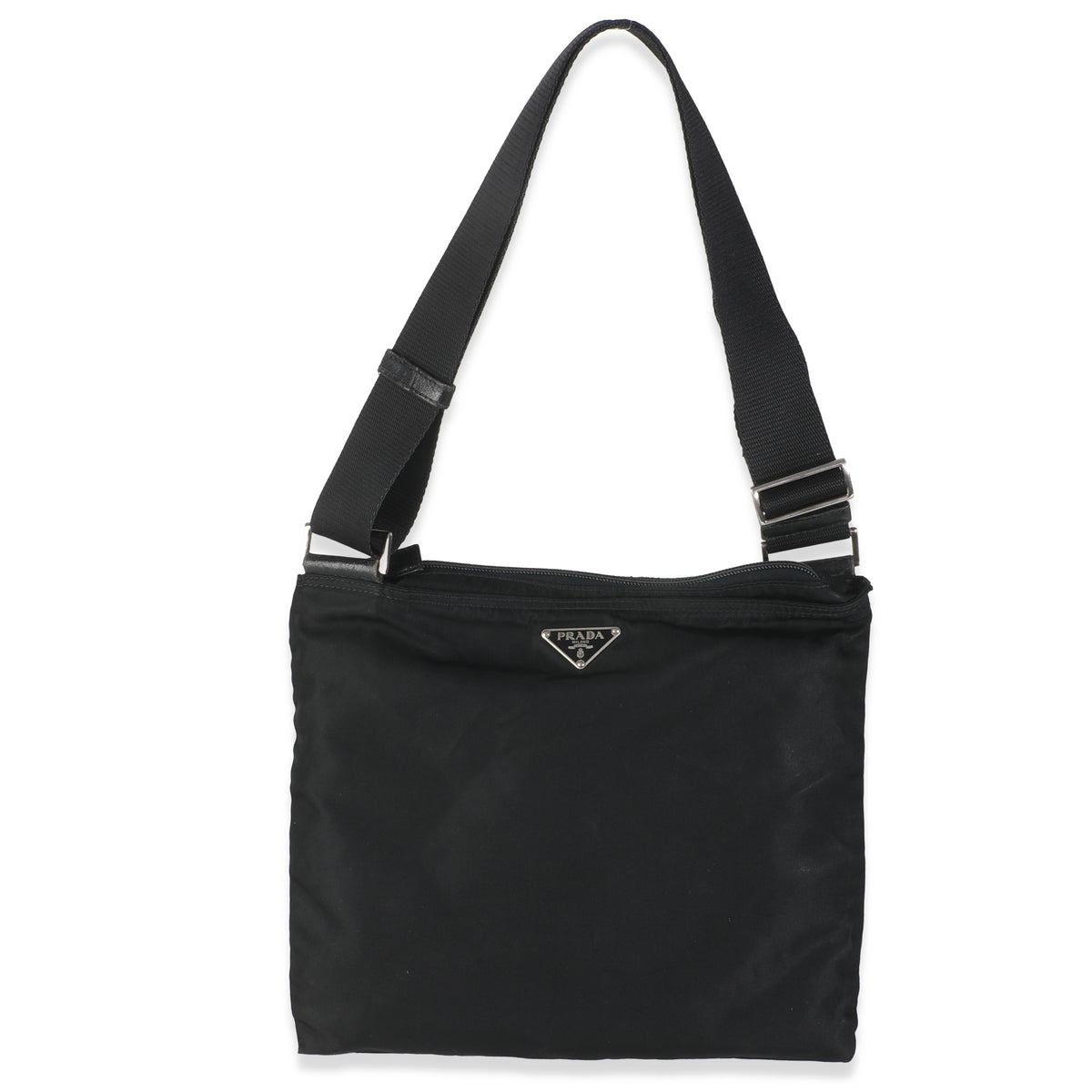 Black Nylon Logo Flat Messenger