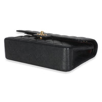 Black Quilted Caviar Medium Classic Double Flap Handbag