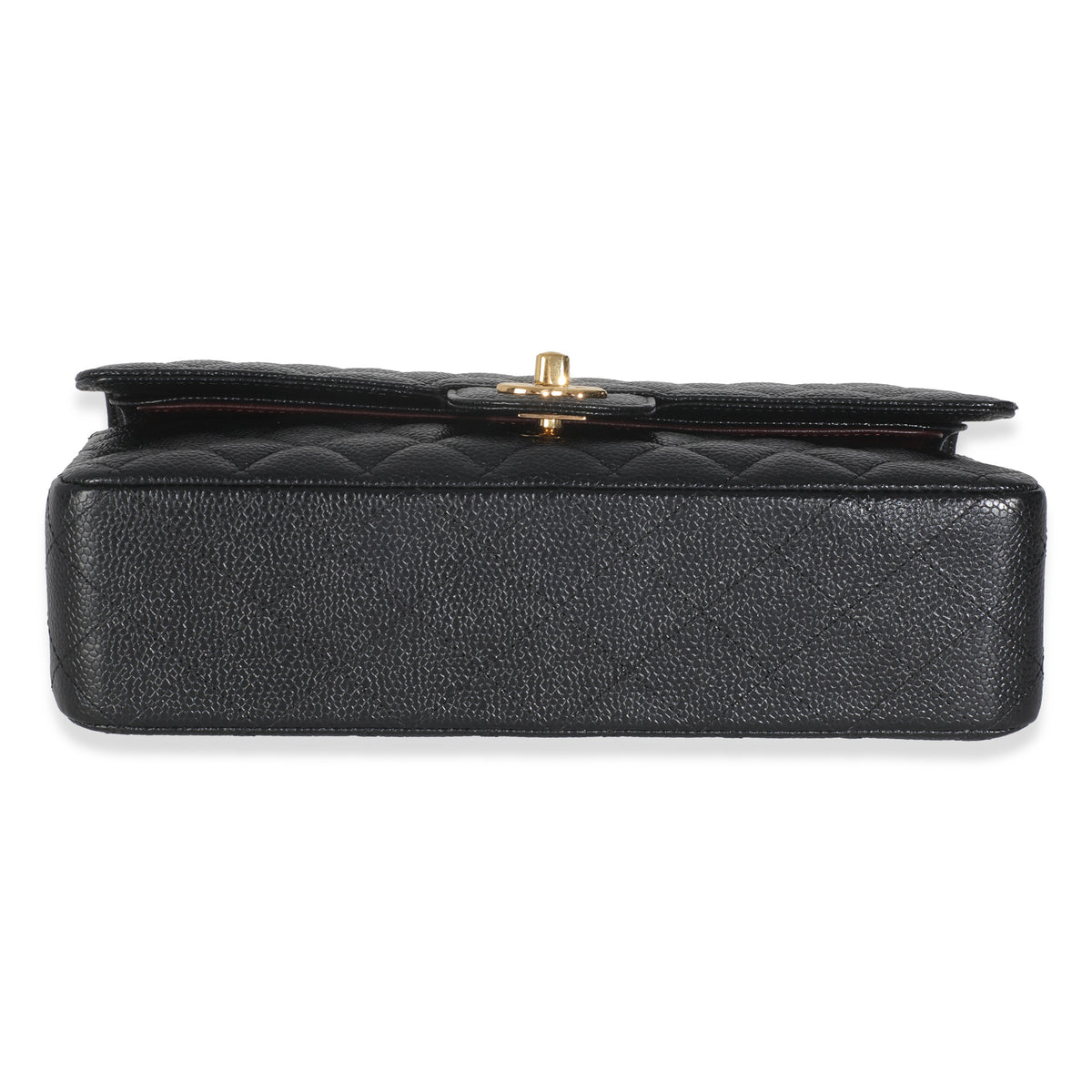Black Quilted Caviar Medium Classic Double Flap Handbag