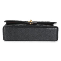 Black Quilted Caviar Medium Classic Double Flap Handbag