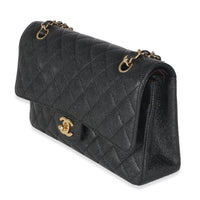 Black Quilted Caviar Medium Classic Double Flap Handbag