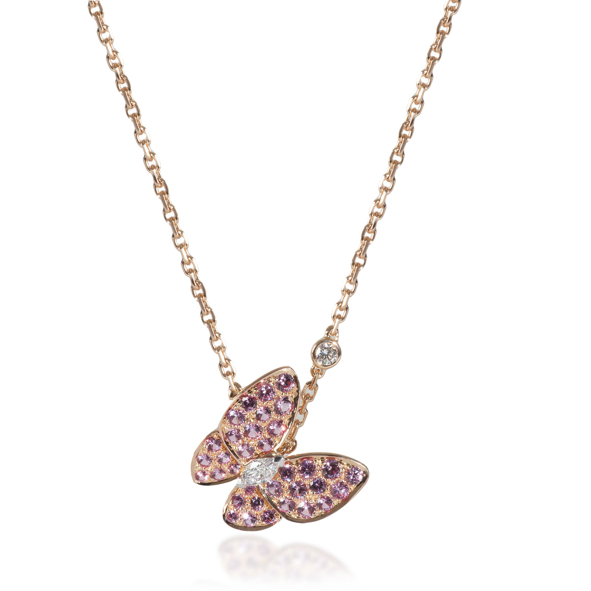 Rose Gold Sapphire and Diamond Two Butterfly Pendant