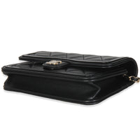 Black Quilted Calfskin Phone Holder On Chain