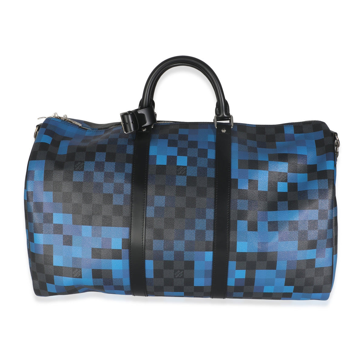 Blue Damier Graphite Canvas Pixel Canvas Keepall Bandouliere 50
