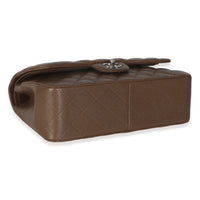 Dark Brown Quilted Caviar Jumbo Double Flap Handbag