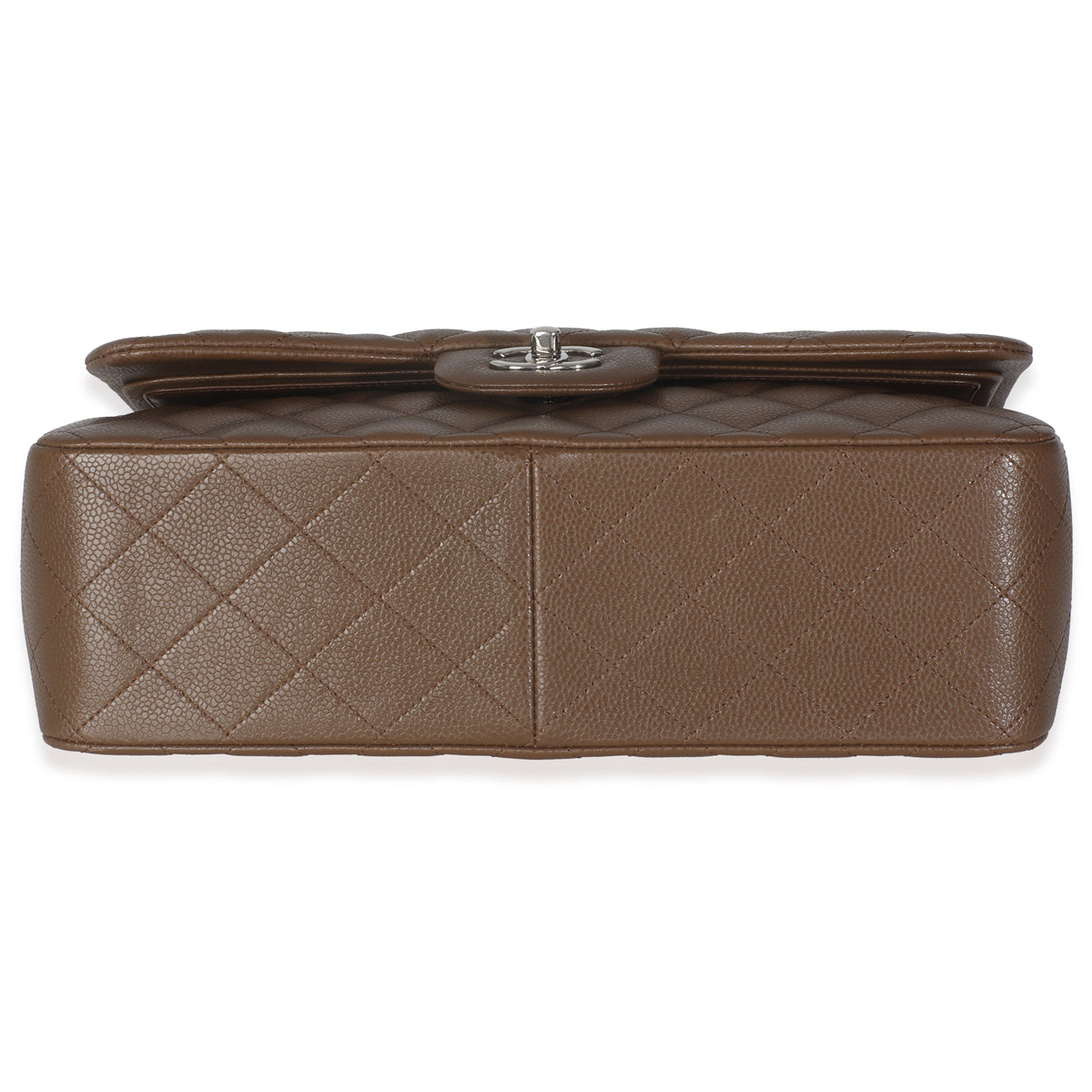 Dark Brown Quilted Caviar Jumbo Double Flap Handbag