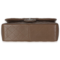 Dark Brown Quilted Caviar Jumbo Double Flap Handbag