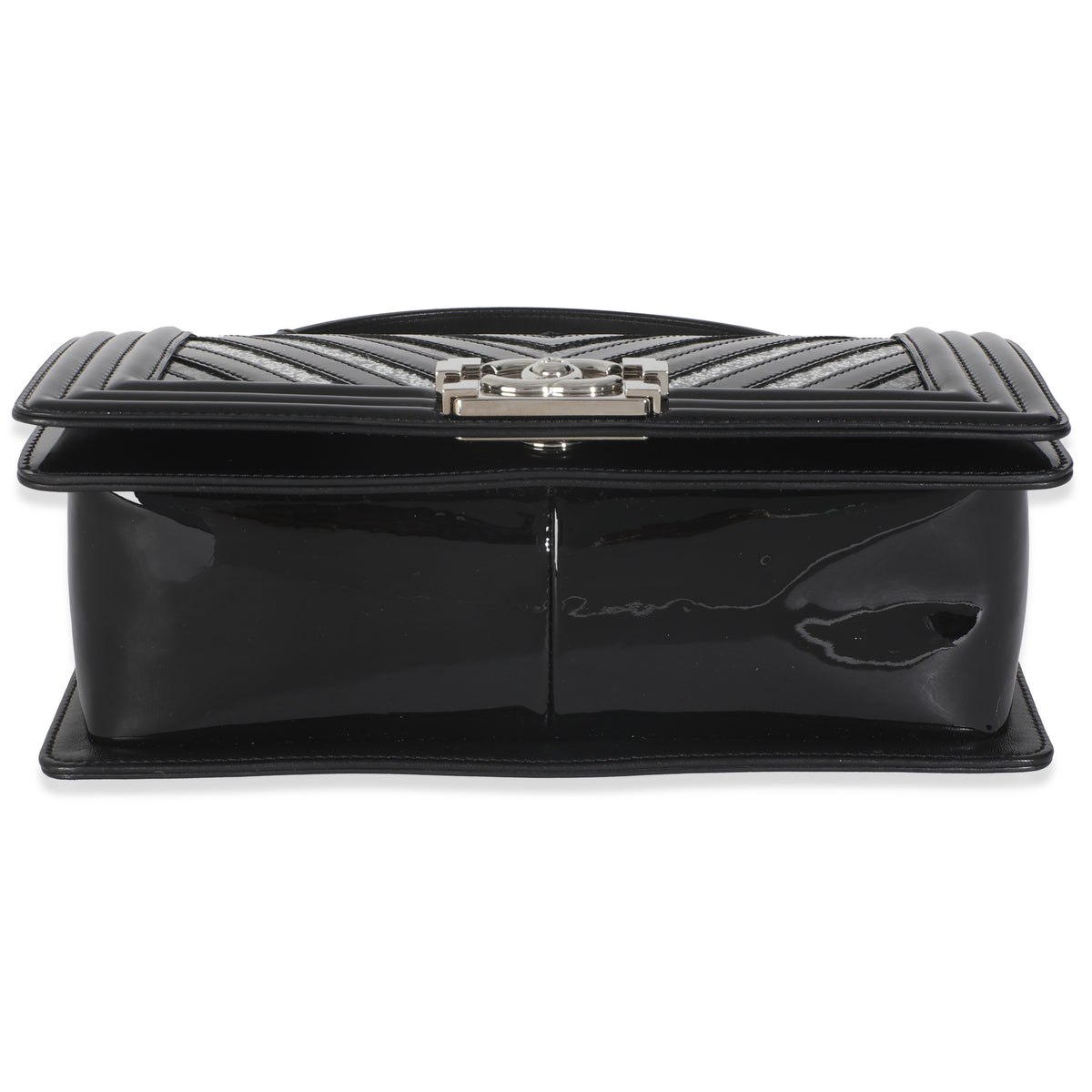 Black Patent Chevron Glitter PVC Old Medium Boy Bag