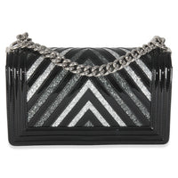 Black Patent Chevron Glitter PVC Old Medium Boy Bag