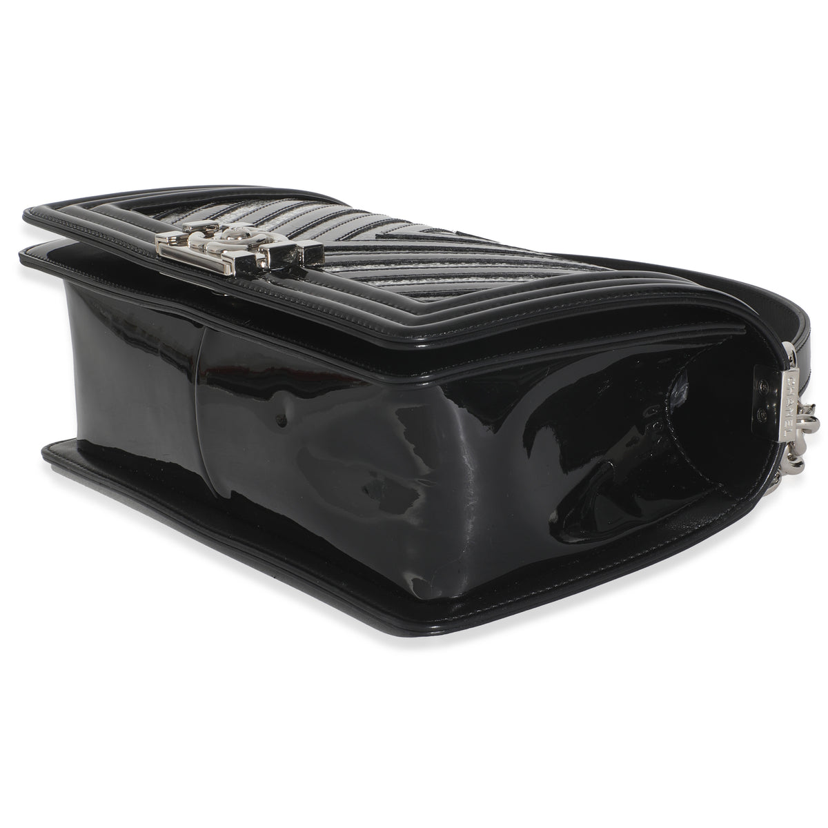 Black Patent Chevron Glitter PVC Old Medium Boy Bag