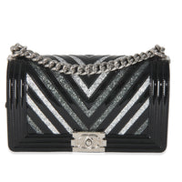 Black Patent Chevron Glitter PVC Old Medium Boy Bag