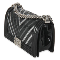 Black Patent Chevron Glitter PVC Old Medium Boy Bag