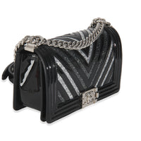 Black Patent Chevron Glitter PVC Old Medium Boy Bag