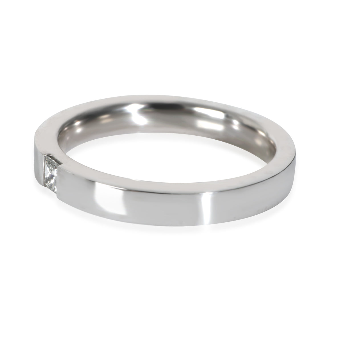 Platinum Diamond Princess Cut Single Diamond Wedding Band