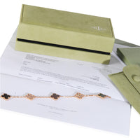 Rose Gold Mother Of Pearl & Diamond Alhambra Bracelet