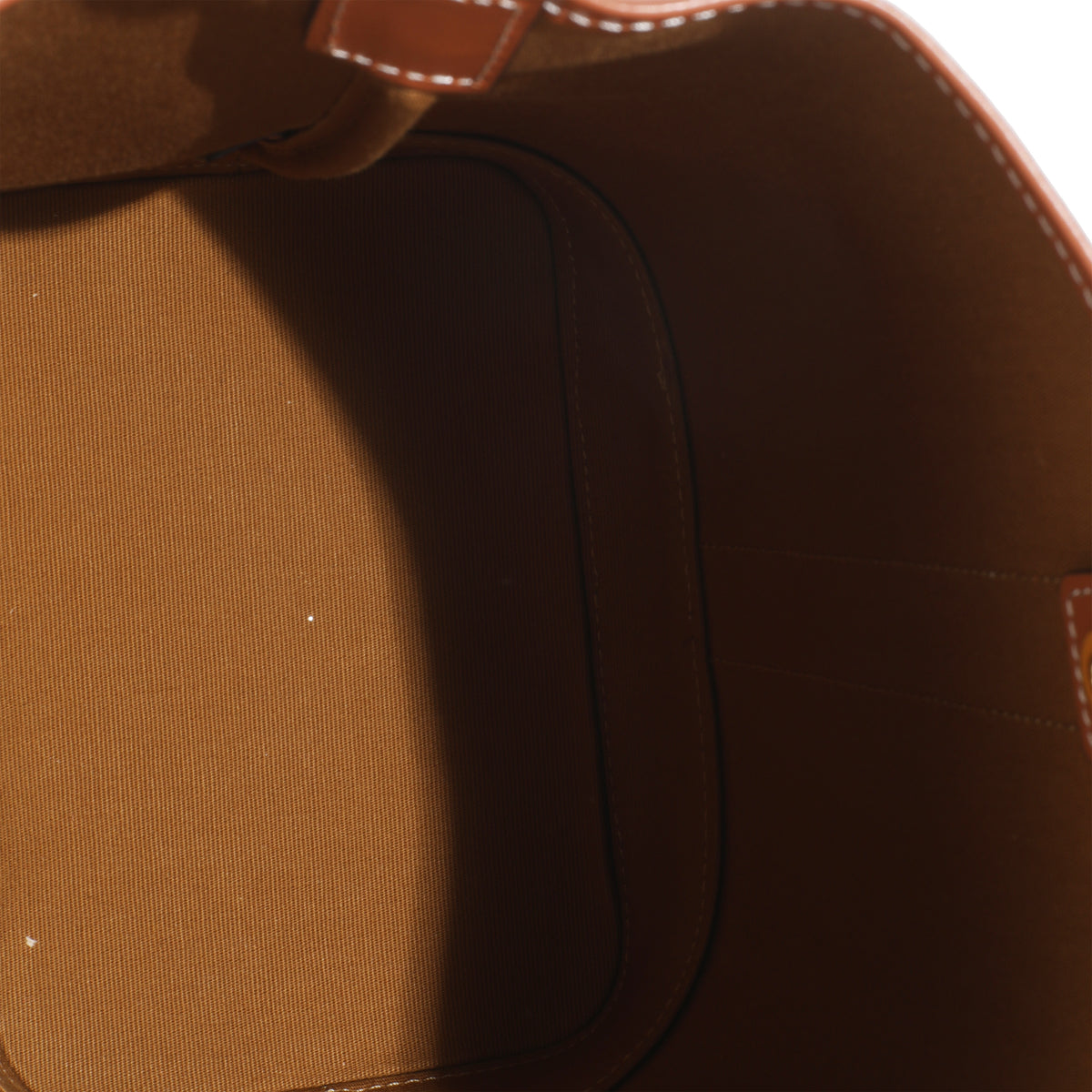 Tan Calfskin Triomphe Canvas Small Bucket Bag