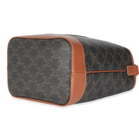 Tan Calfskin Triomphe Canvas Small Bucket Bag