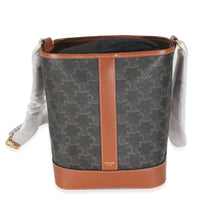 Tan Calfskin Triomphe Canvas Small Bucket Bag