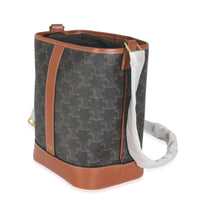 Tan Calfskin Triomphe Canvas Small Bucket Bag