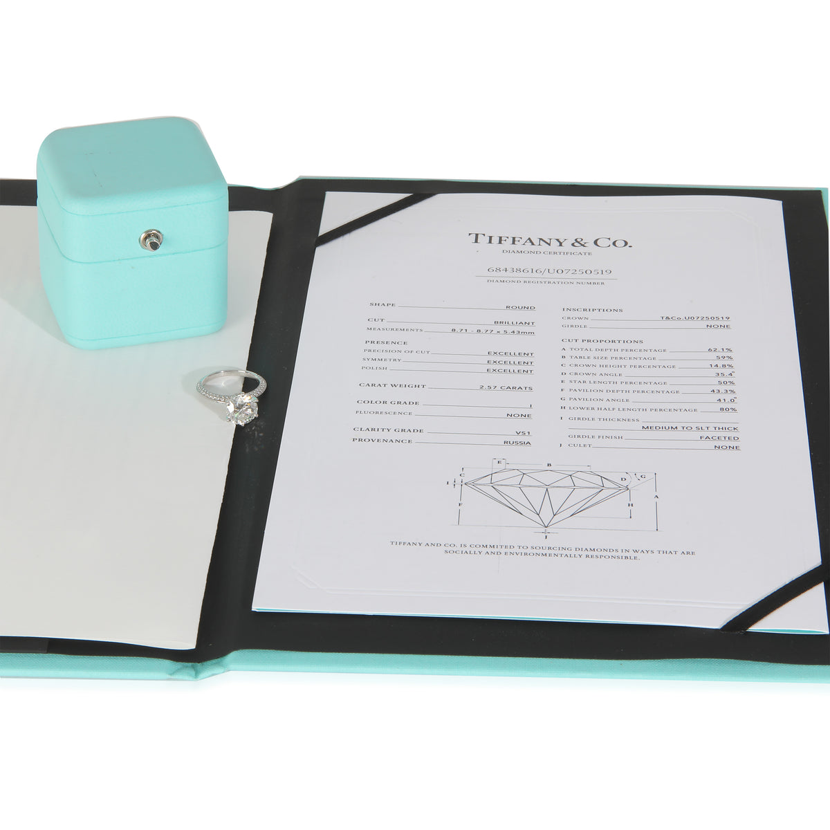 2.57 ct Round Brilliant Diamond Pave Solitaire Engagement Ring