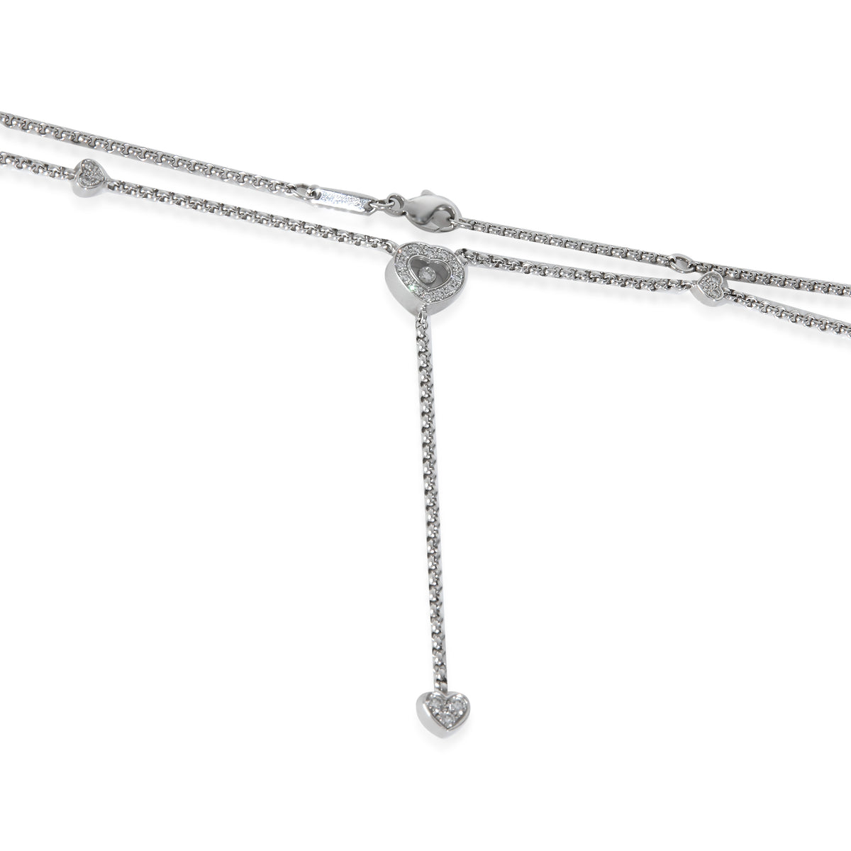 White Gold Diamond Happy Diamond Lariat Necklace