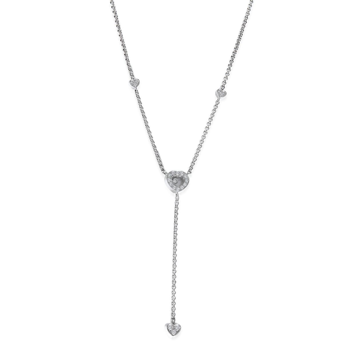 White Gold Diamond Happy Diamond Lariat Necklace