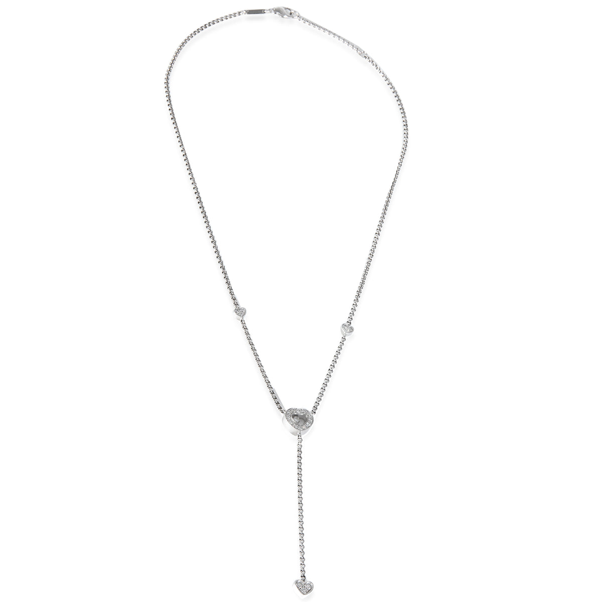 White Gold Diamond Happy Diamond Lariat Necklace