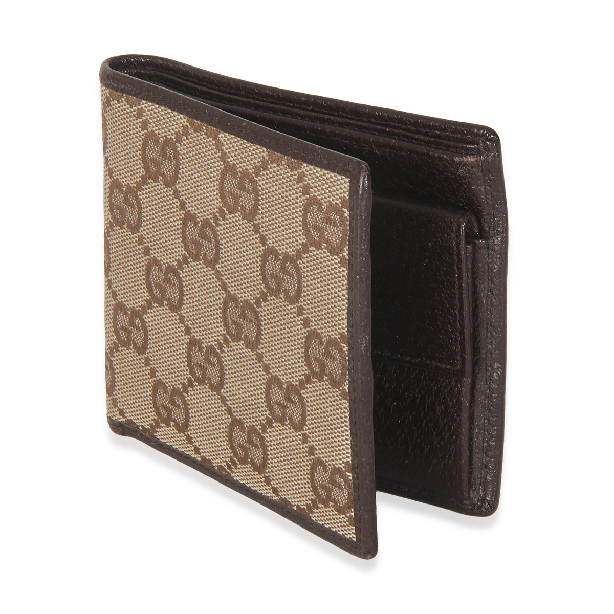 Beige Brown GG Canvas Bi Fold Wallet