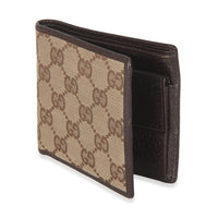 Beige Brown GG Canvas Bi Fold Wallet