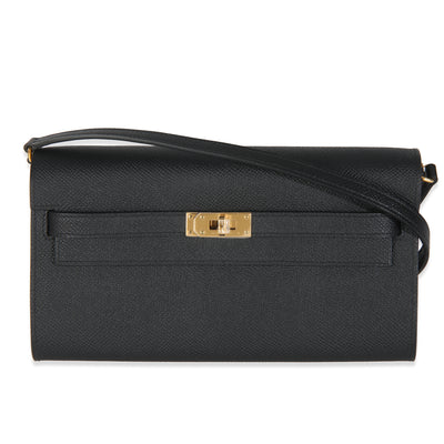 Hermes Black Epsom Kelly To Go GHW