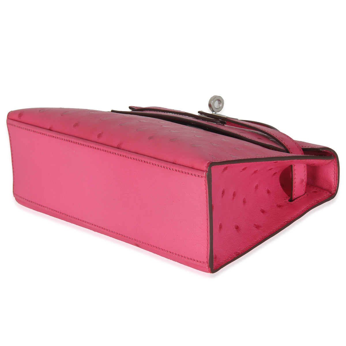 Rose Tyrien Ostrich Kelly Pochette PHW