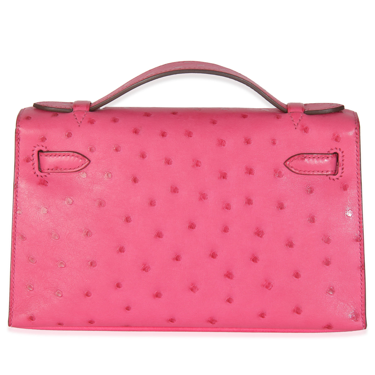 Rose Tyrien Ostrich Kelly Pochette PHW