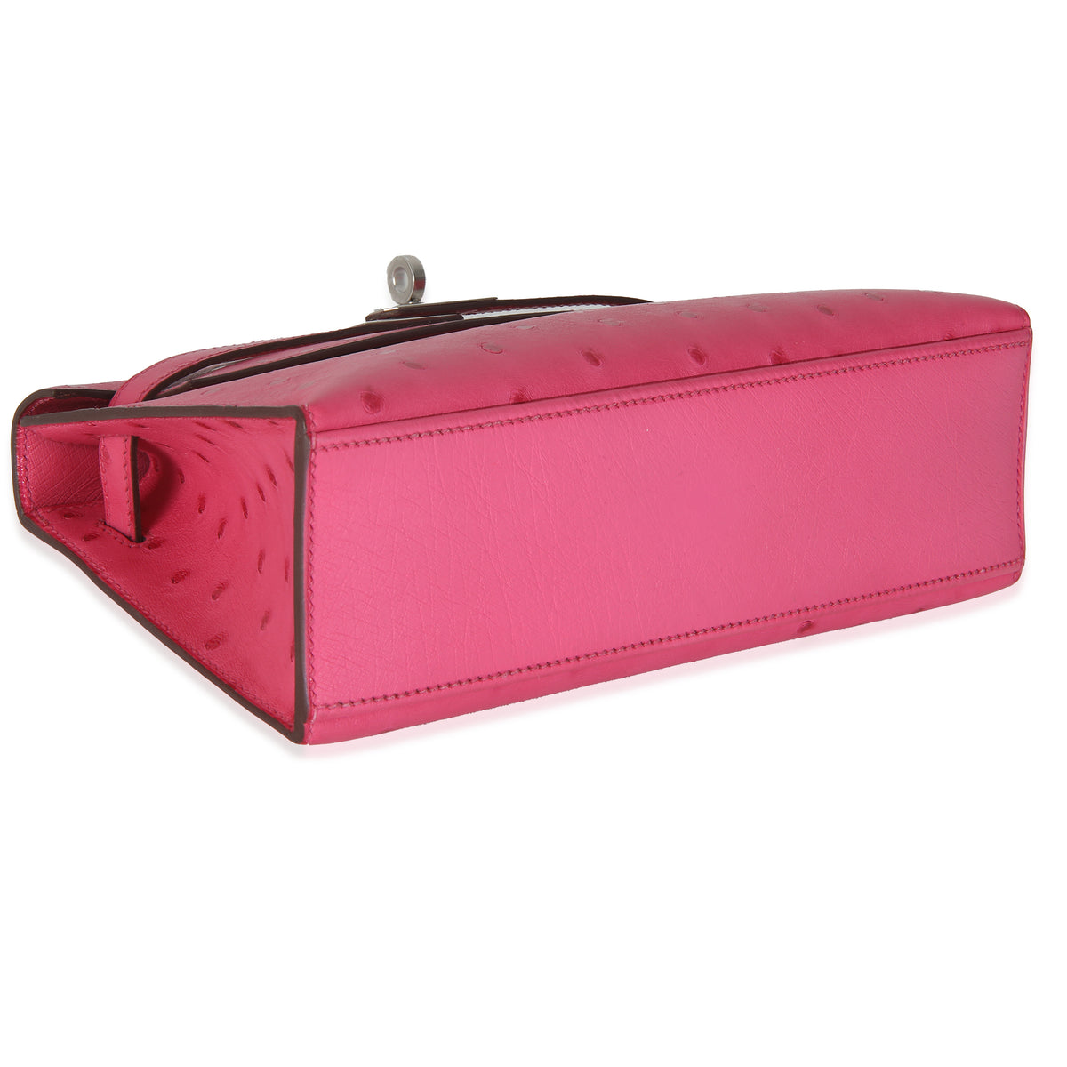 Rose Tyrien Ostrich Kelly Pochette PHW