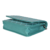 Teal Stitched Calfskin Wallet On Chain