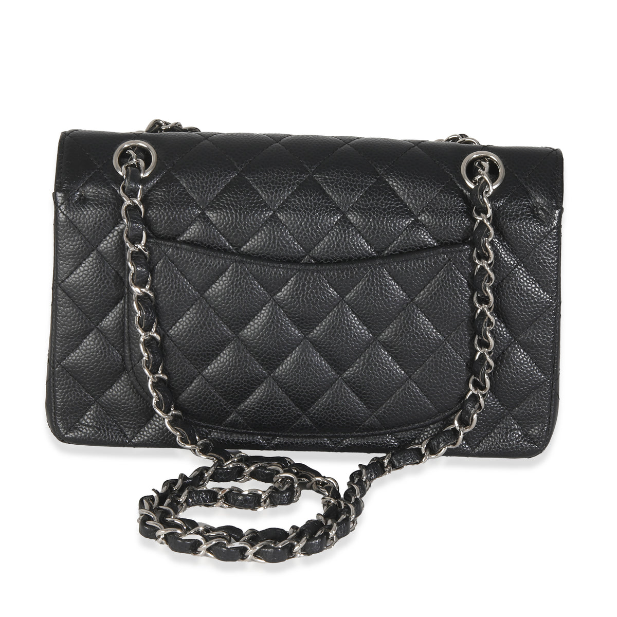 Black Quilted Caviar Small Classic Double Flap HandBag