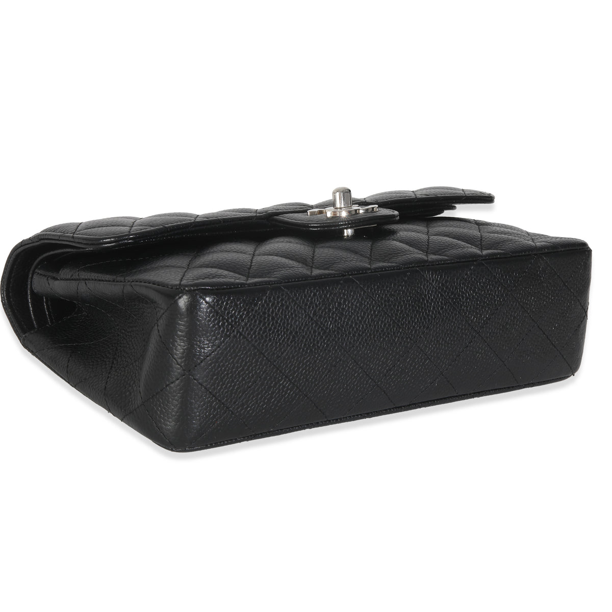 Black Quilted Caviar Small Classic Double Flap HandBag