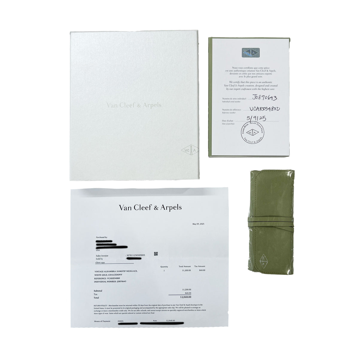 White Gold Chalcedony Vintage Alhambra 10 Station Necklace