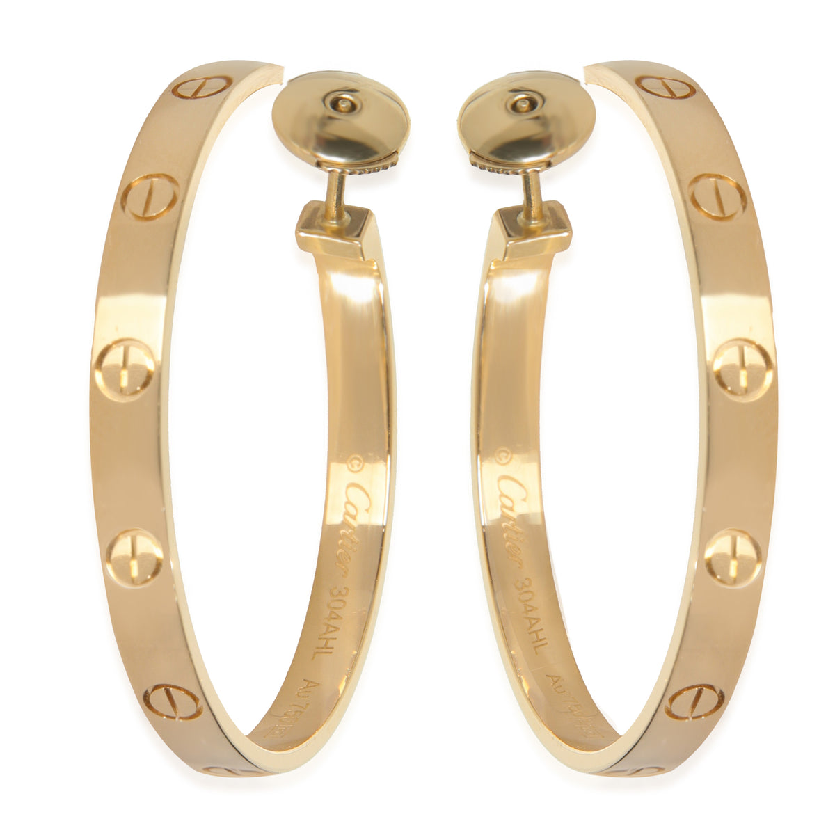 Yellow Gold  Large Model Love Hoop Earrings