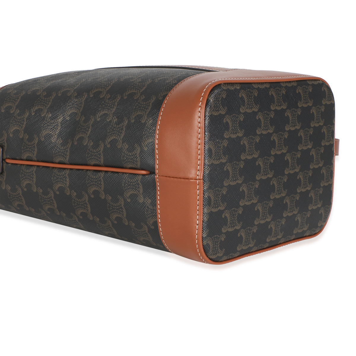 Tan Calfskin Triomphe Canvas Small Bucket Bag