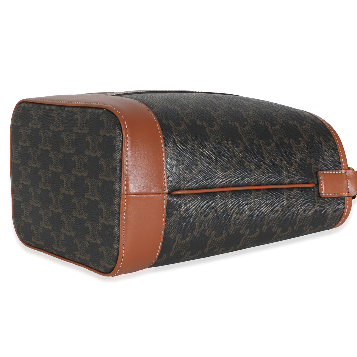 Tan Calfskin Triomphe Canvas Small Bucket Bag