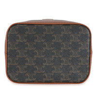 Tan Calfskin Triomphe Canvas Small Bucket Bag