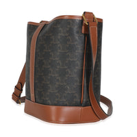 Tan Calfskin Triomphe Canvas Small Bucket Bag