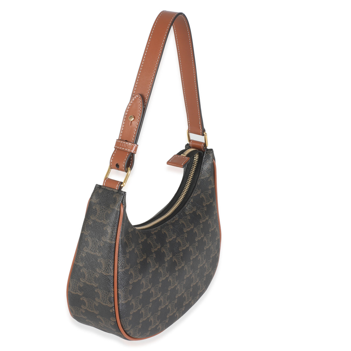 Tan Calfskin Triomphe Canvas Ava Shoulder Bag