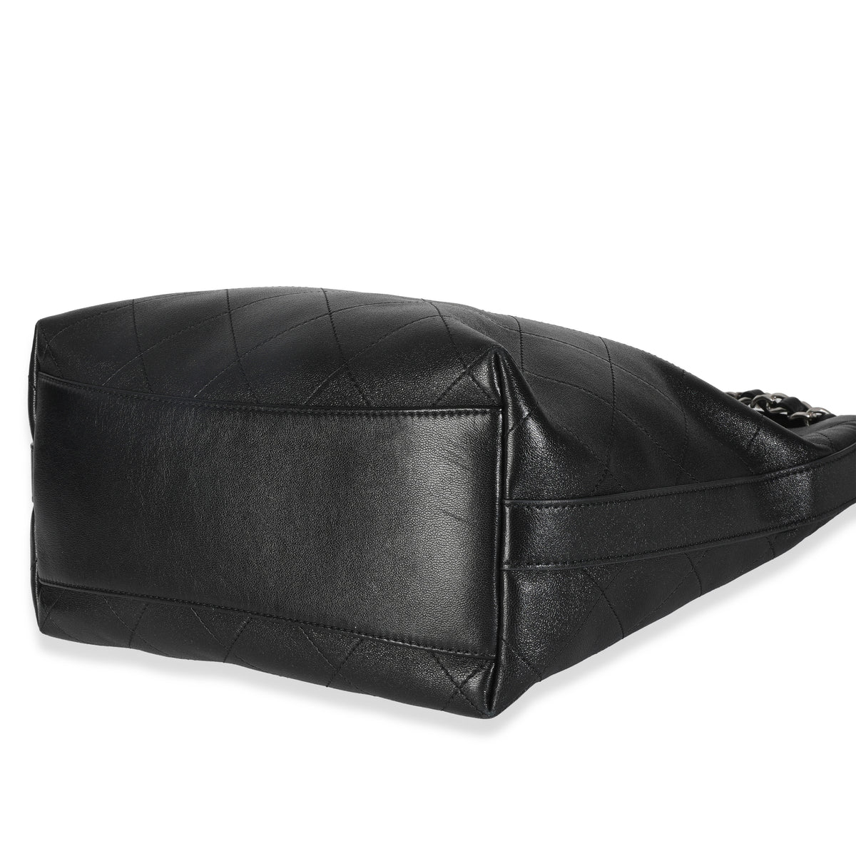 Black Quilted Calfskin CC Large Button Bucket Bag