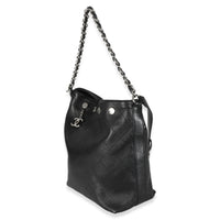 Black Quilted Calfskin CC Large Button Bucket Bag