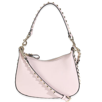 Water Lilac Grained Calfskin Rockstud Hobo Bag