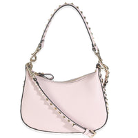 Water Lilac Grained Calfskin Rockstud Hobo Bag