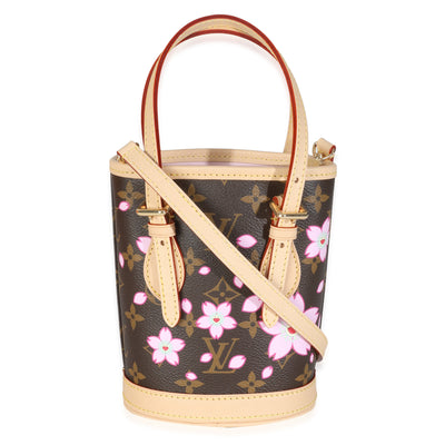 x TM Sakura Brown Monogram Cherry Blossom Nano Bucket