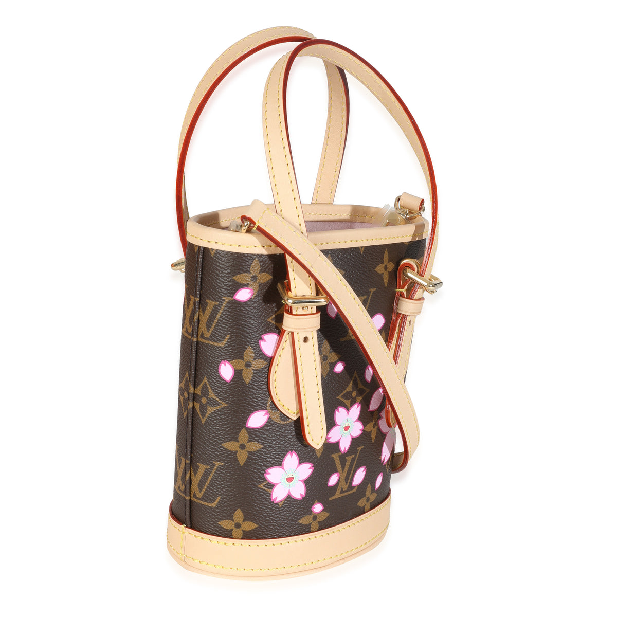 x TM Sakura Brown Monogram Cherry Blossom Nano Bucket