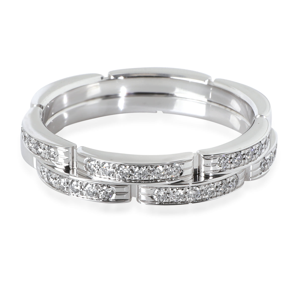 White Gold Diamond Maillon Panthere Double Row Band